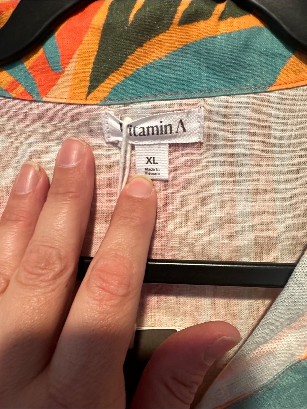 Vitamin A Tropical Button-Down Shirt and Matching Shorts in Orange, Teal & Pink - Picture 4 of 9